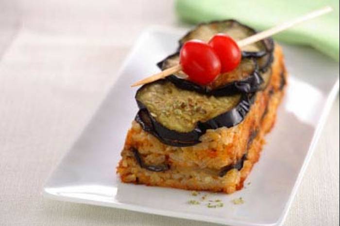 Pastel de arroz y berenjenas