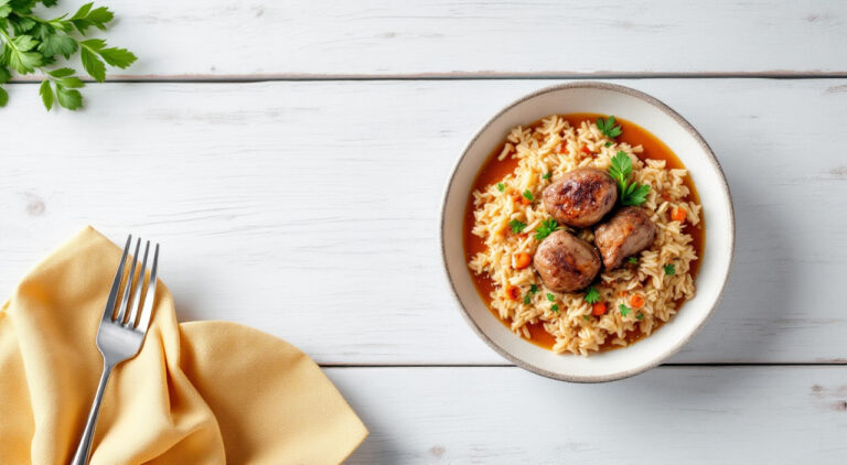 Arroz caldoso con riñones de cordero