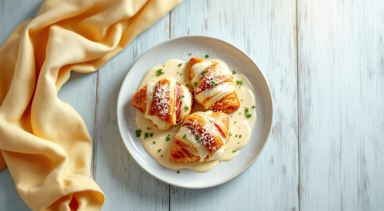 Croissant de jamón y queso con bechamel