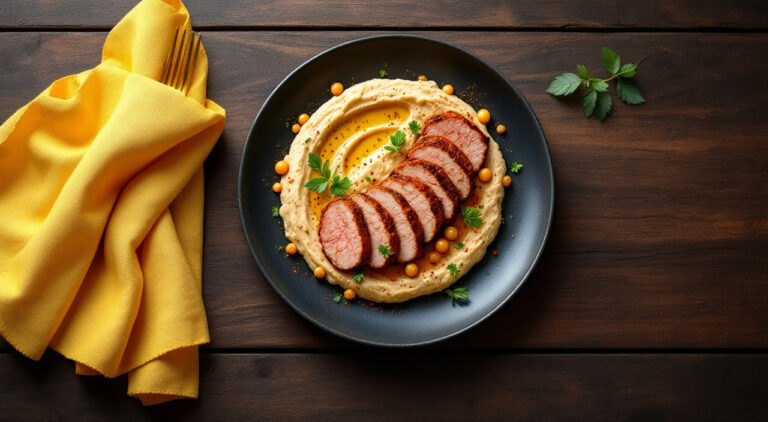 Solomillos de cerdo con hummus