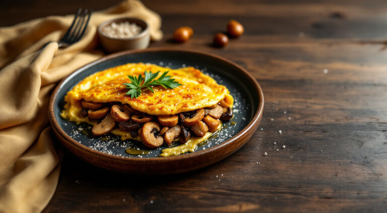 Tortilla de pollo y champiñones